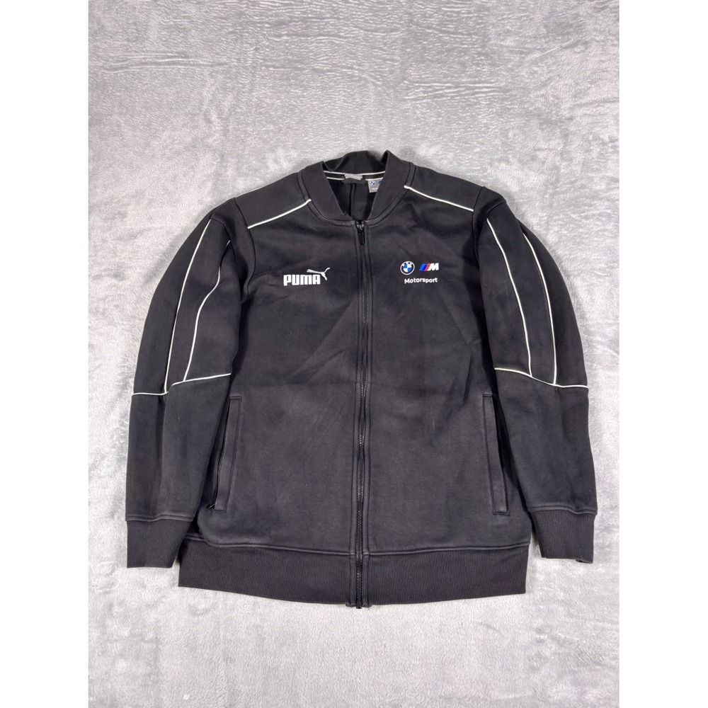 Puma BMW M Motorsport Track Jacket Mens M Black Full Zip Piping Racing Contrast